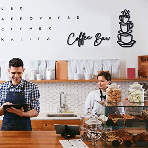 Coffee Bar Sign Rustic Wooden Cup Wall Art