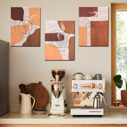 Boho Coffee Wall Art Set - Rustic Cafe Decor