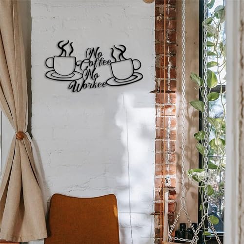 Metal Coffee Cup Sign Wall Decor Café Themed Art