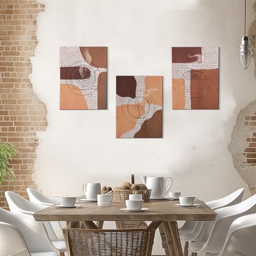 Boho Coffee Wall Art Set - Rustic Cafe Decor