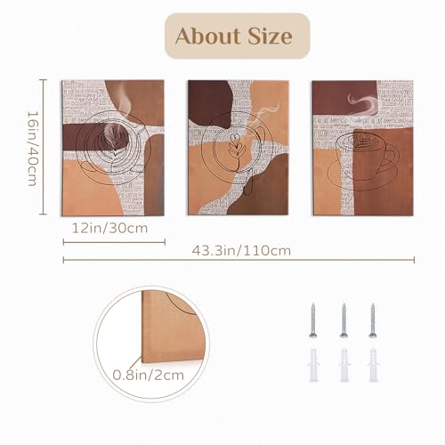 Boho Coffee Wall Art Set - Rustic Cafe Decor