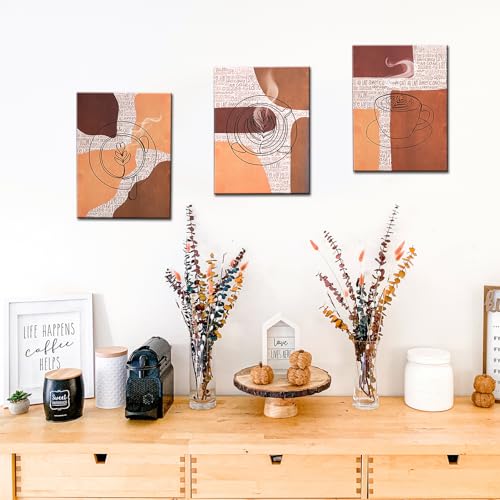 Boho Coffee Wall Art Set - Rustic Cafe Decor