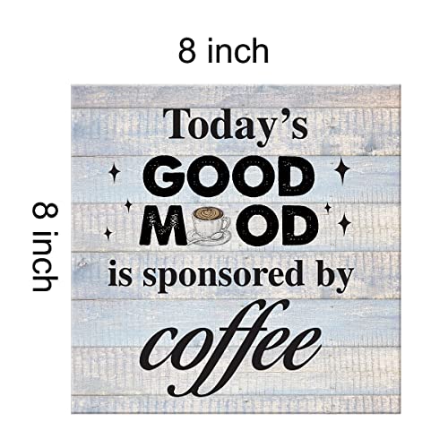 Coffee Lover Wall Art Decor - Rustic 8x8 Inch