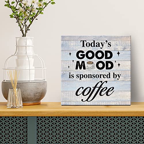 Coffee Lover Wall Art Decor - Rustic 8x8 Inch