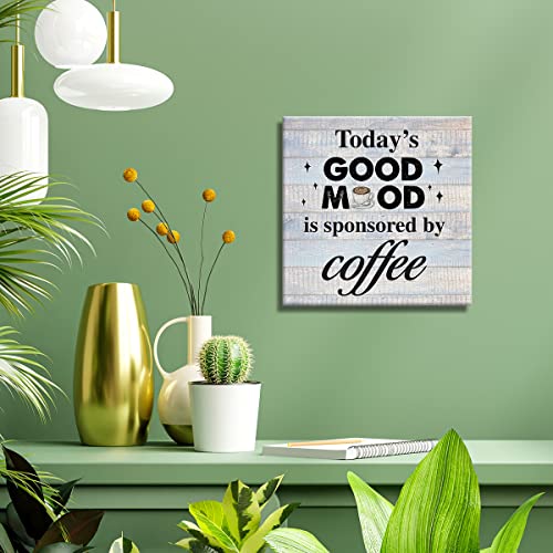 Coffee Lover Wall Art Decor - Rustic 8x8 Inch