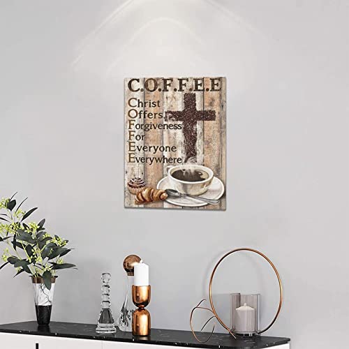 Christian Coffee Bean Cross Wall Art Decor Canvas
