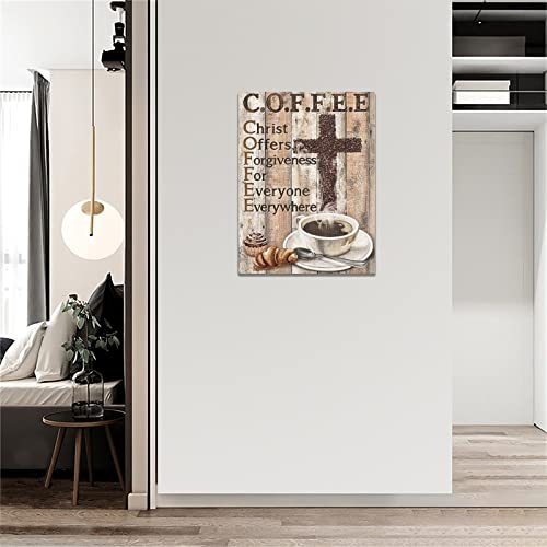 Christian Coffee Bean Cross Wall Art Decor Canvas