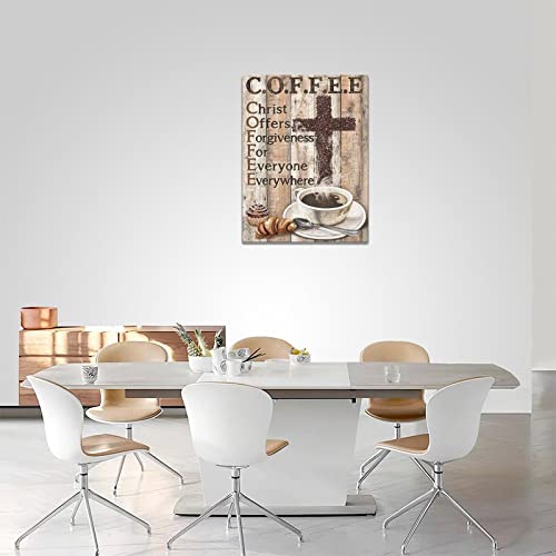 Christian Coffee Bean Cross Wall Art Decor Canvas