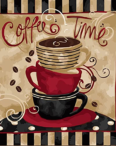 Coffee Cups DIY Oil Painting by Numbers Kit 16x20