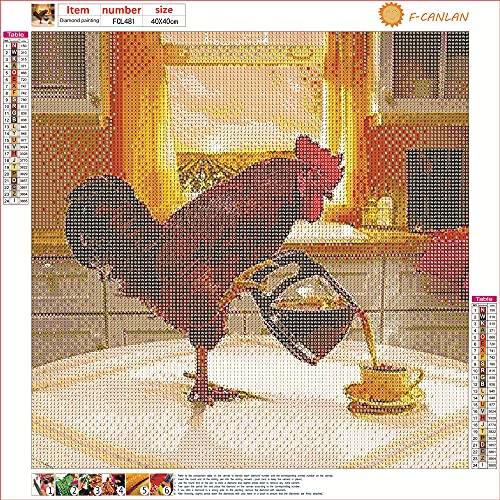 Rooster Coffee Diamond Painting Kit, Cute 5D Set