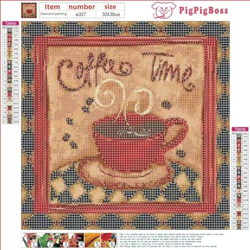 PigBoss Coffee Time Diamond Painting Kit (11.8 inches)