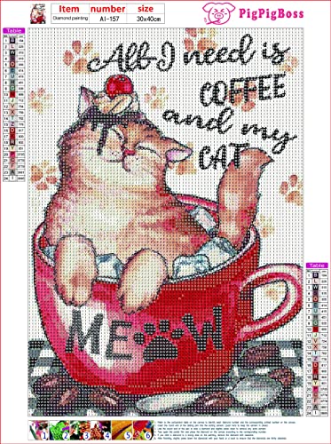 Cat Diamond Painting Kit: All I Need is Coffee