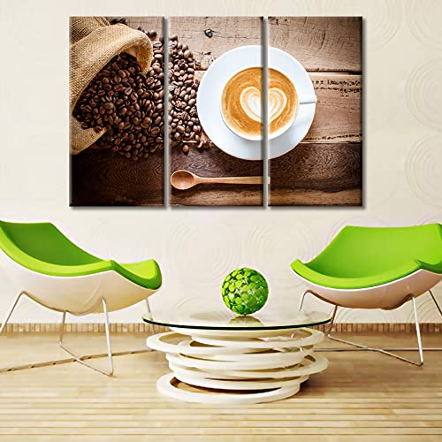 TUMOVO Coffee Cup and Bean Canvas Wall Art