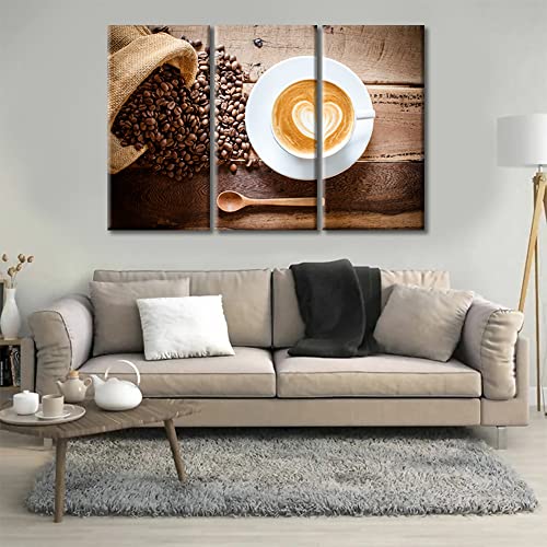 TUMOVO Coffee Cup and Bean Canvas Wall Art