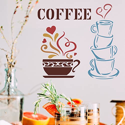 Coffee Cup Stencil for DIY Coffee Painting Decor