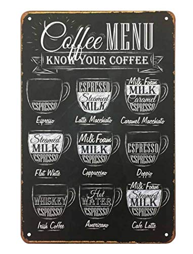 AOYEGO Coffee Menu Tin Sign - Vintage Wall Decor
