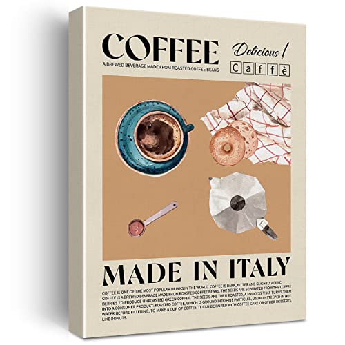 Modern coffee canvas print framed decor for kitchen walls