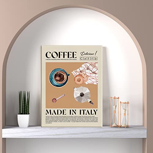 Modern coffee canvas print framed decor for kitchen walls