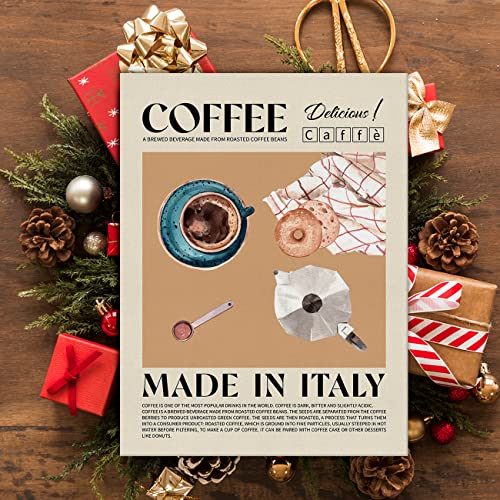 Modern coffee canvas print framed decor for kitchen walls