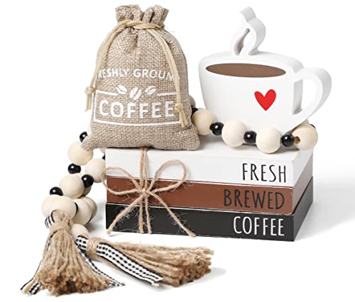 6-Piece Coffee Bar Décor Set Farmhouse Style Tray