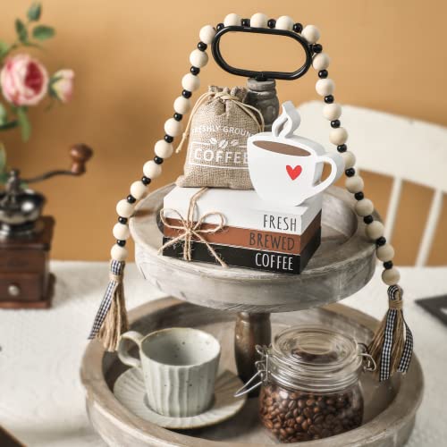 6-Piece Coffee Bar Décor Set Farmhouse Style Tray