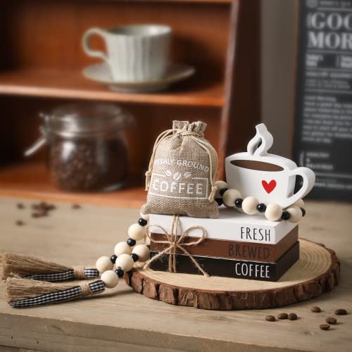 6-Piece Coffee Bar Décor Set Farmhouse Style Tray