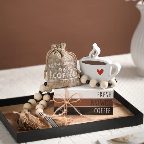 6-Piece Coffee Bar Décor Set Farmhouse Style Tray