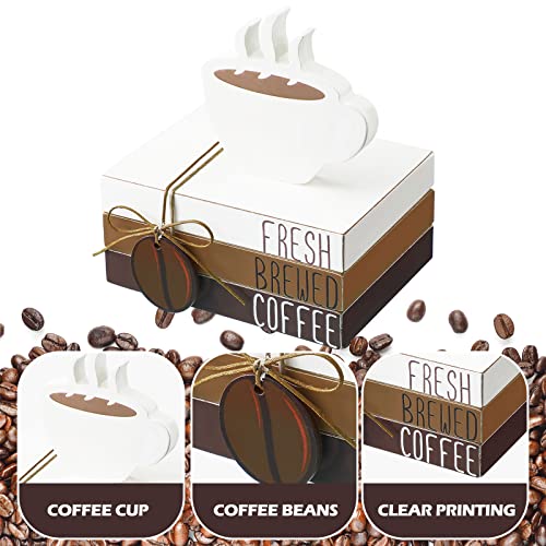 Mini Wood Book Stacks for Coffee Bar Decor - Rustic Farmhouse Tray Accessory