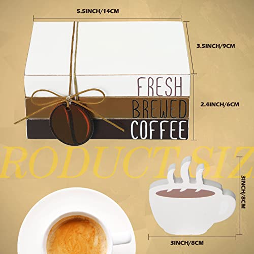 Mini Wood Book Stacks for Coffee Bar Decor - Rustic Farmhouse Tray Accessory