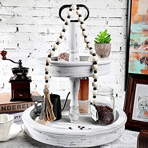 Boho Coffee Wood Bead Garland with Tassel