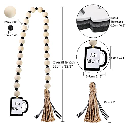 Boho Coffee Wood Bead Garland with Tassel