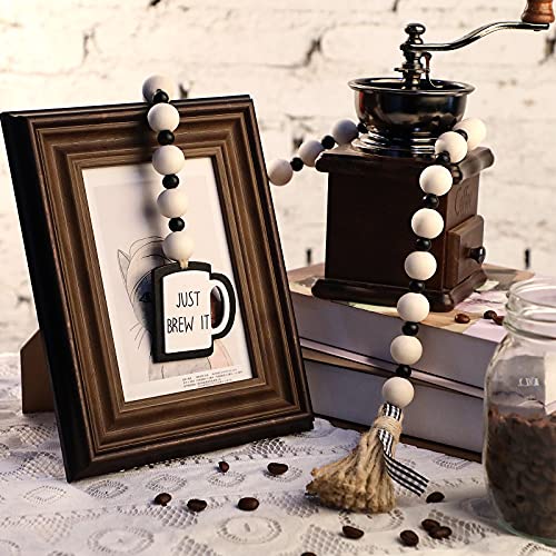 Boho Coffee Wood Bead Garland with Tassel
