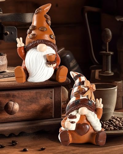 Vintage Maillard Coffee Gnomes Figurines Set - Home Decor