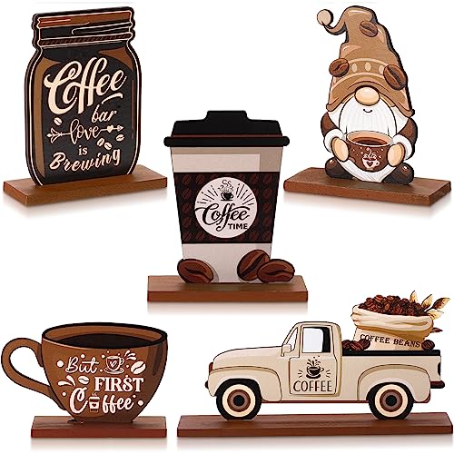 5 Piece Farmhouse Coffee Bar Decor Set