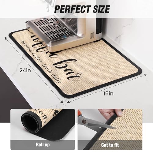 DK177 Coffee Bar Mat with Waterproof Backing, Absorbent
