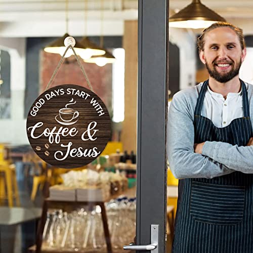 Wooden Coffee Bar Decor: Good Days with Coffee & Jesus