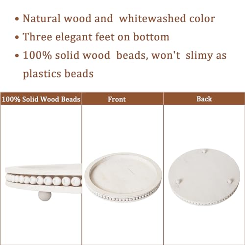 12" Beaded Round Tray - Rustic Farmhouse Coffee Décor