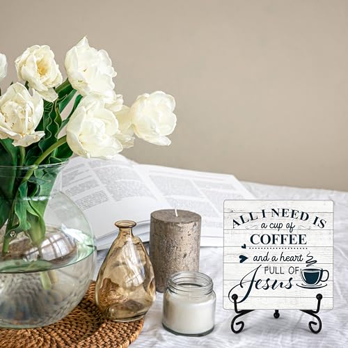 All I Need Is A Cup Of Coffee" Wood Plaque Sign for Coffee Bar