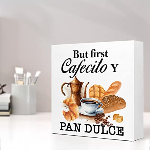 Cafecito Y Pan Dulce Rustic Wood Box Sign