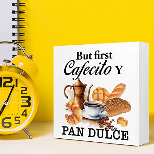 Cafecito Y Pan Dulce Rustic Wood Box Sign