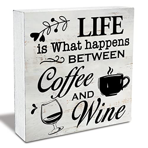 Rustic Coffee & Wine Wooden Box Sign Decor