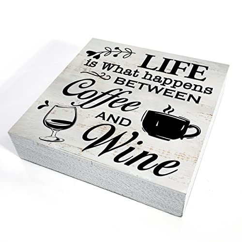 Rustic Coffee & Wine Wooden Box Sign Decor