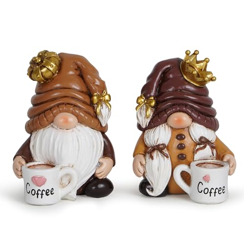 Hodao 2 Pcs Coffee Gnomes, Couple Statue Set