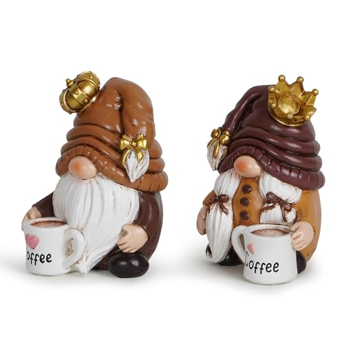 Hodao 2 Pcs Coffee Gnomes, Couple Statue Set