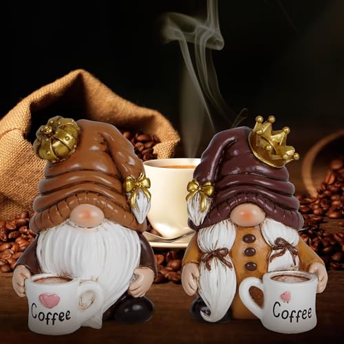 Hodao 2 Pcs Coffee Gnomes, Couple Statue Set