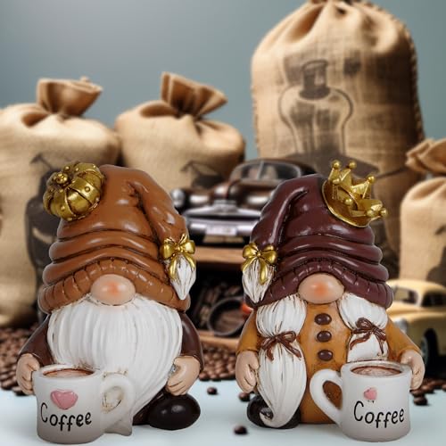 Hodao 2 Pcs Coffee Gnomes, Couple Statue Set