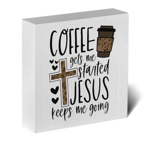 Vintage Christian Wood Box Sign for Coffee Bar Decor