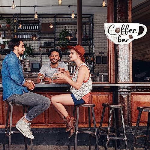 Rustic Wood Coffee Bar Sign for Boho Kitchen