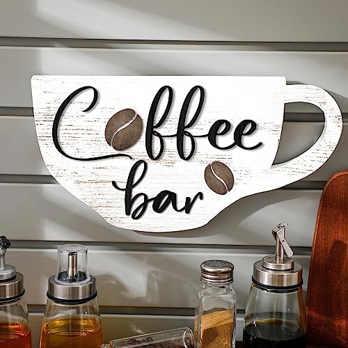 Rustic Wood Coffee Bar Sign for Boho Kitchen