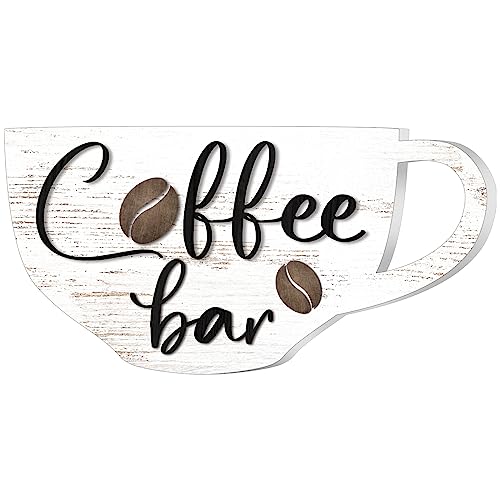 Rustic Wood Coffee Bar Sign for Boho Kitchen